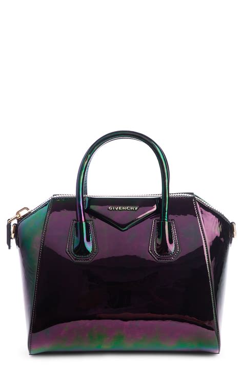 Givenchy Small Antigona Oil Slick Leather Satchel In Black